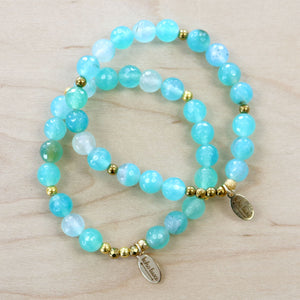 The Bryana - Aqua Banded Blue Agate Bracelet