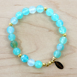 The Bryana - Aqua Banded Blue Agate Bracelet
