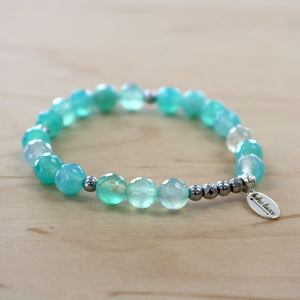 The Bryana - Aqua Banded Blue Agate Bracelet