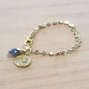 The Genevieve - Gold Coin + Labradorite Bracelet