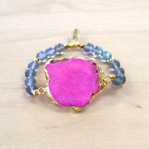 The Laur - Semi-precious and Gold Plated Pink Howlite Bracelet