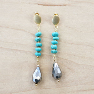 The Cara - Turquoise & Hematite Earrings