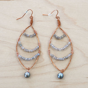 The Courtney - Labradorite & Tahitian Pearl Earrings