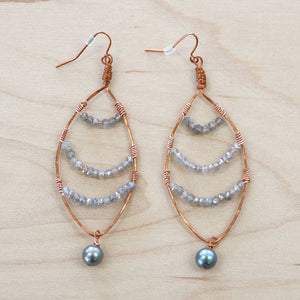 The Courtney - Labradorite & Tahitian Pearl Earrings