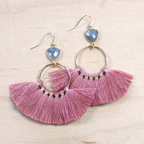 The Jasmine -  Semi-precious Tassel Earrings