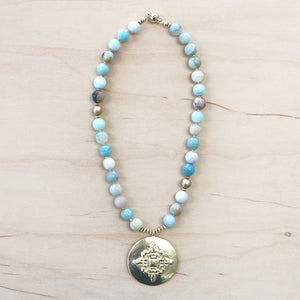 The Lara - Faceted Amazonite + Medalian Necklace