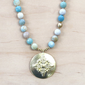 The Lara - Faceted Amazonite + Medalian Necklace