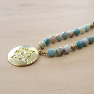 The Lara - Faceted Amazonite + Medalian Necklace