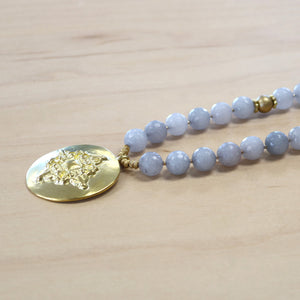 The Megan - Gray Jade and reversible Medalian Necklace