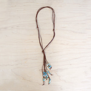 The Avery - Amazonite Semi-Precious Leather Lariat Necklace