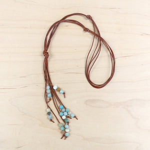 The Avery - Amazonite Semi-Precious Leather Lariat Necklace