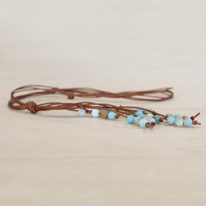 The Avery - Amazonite Semi-Precious Leather Lariat Necklace