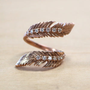 The Koko   - 14K Rose Gold + .42ct Diamond Feather Ring
