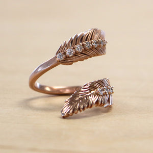 The Koko   - 14K Rose Gold + .42ct Diamond Feather Ring