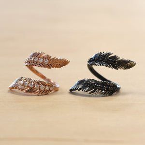 The Koko   - 14K Rose Gold + .42ct Diamond Feather Ring