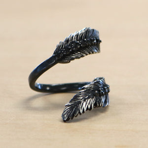 The Koko - Sterling Silver + .45ct Black Diamond Feather Ring