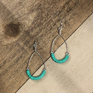 The Thea - turquoise hammered hoop earrings