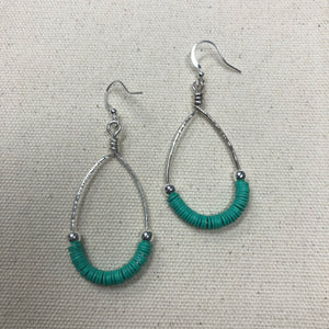 The Thea - turquoise hammered hoop earrings