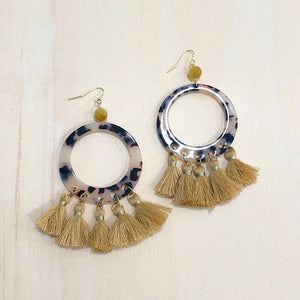 The Talia - Mustard - Semi-precious Tassel Earrings